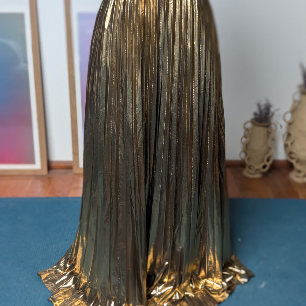 Dressed in LALA Metallic Gold Maxi Skirt